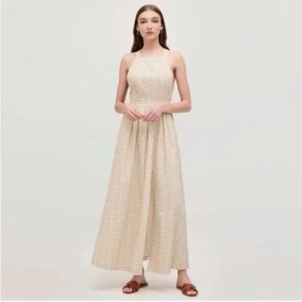 Hill House Addie Dress Sand Basketweave Cotton Sateen- size S